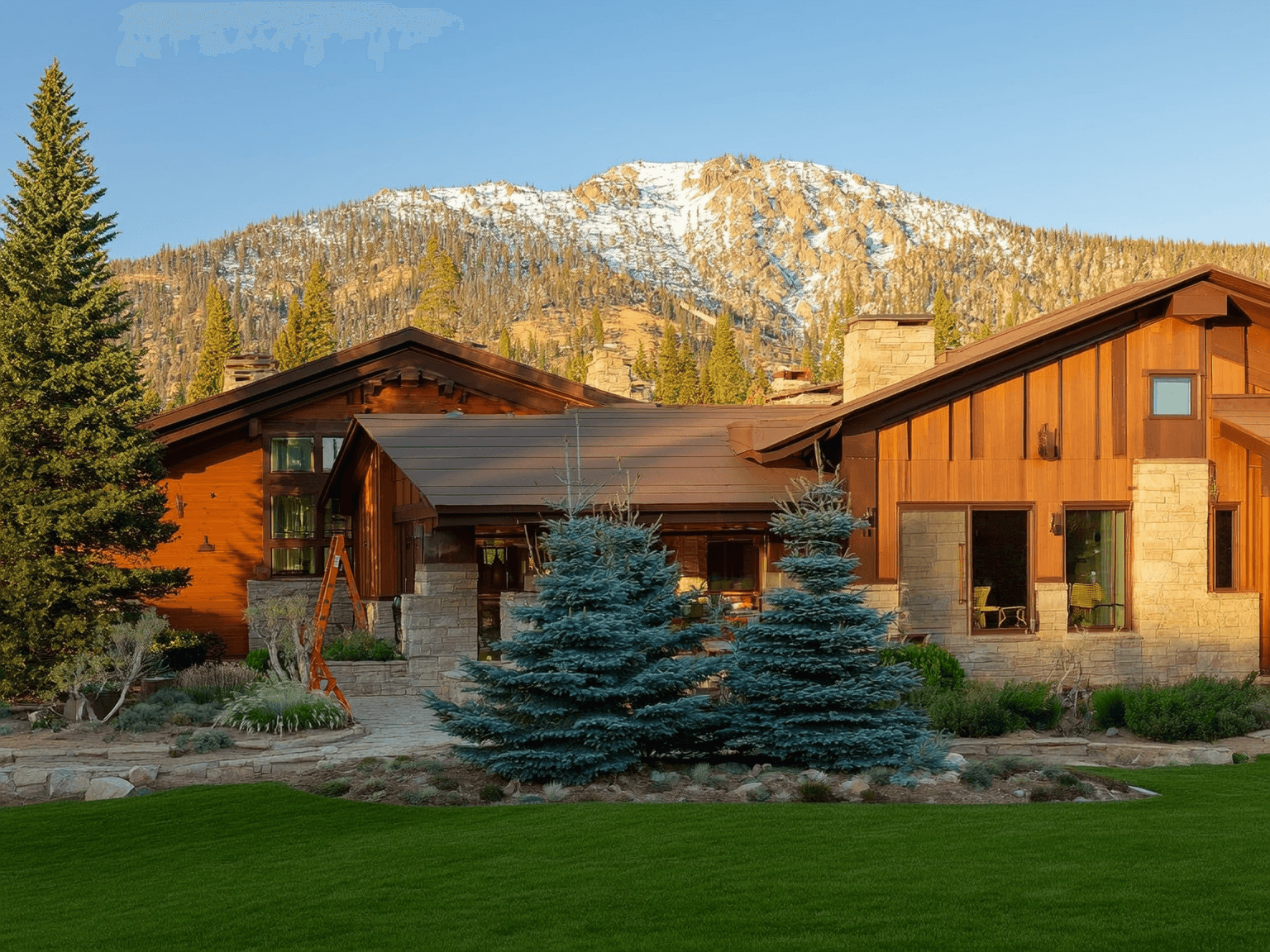 Healthy aspens and blue spruce in Park City